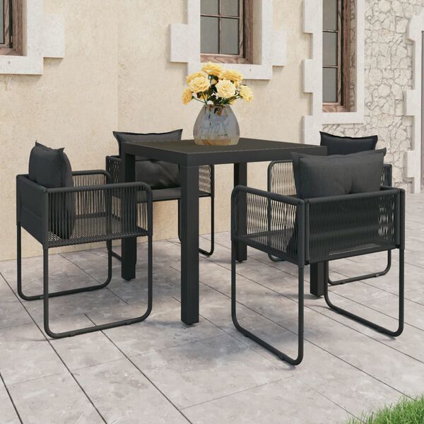 vidaXL 5-tlg. Garten-Essgruppe PVC Rattan Schwarz