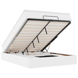 vidaXL Ottoman-Bett mit Matratze Wei&szlig; 140x200 cm Kunstleder