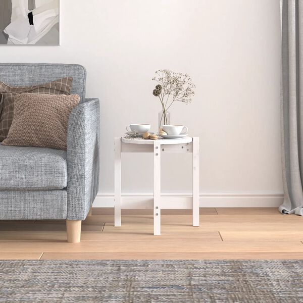 vidaXL Couchtisch Wei&szlig; &Oslash; 42,5x45 cm Massivholz Kiefer