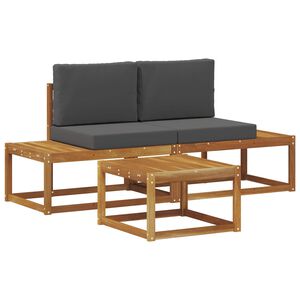 vidaXL Outdoor-Sofagarnitur 3 stk. 2-Sitzer Natur Massivholz Akazie