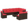 vidaXL 11-tlg. Garten-Sofagarnitur mit Kissen Braun Poly Rattan