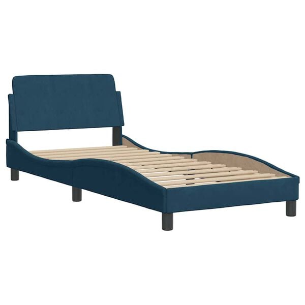 vidaXL Bett mit Matratze Blau 80x200 cm Samt