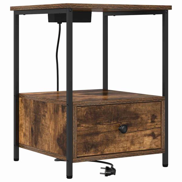 vidaXL Nachttisch Ger&auml;ucherte Eiche 42 x 41 x 56 cm Holzwerkstoff