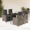 vidaXL 5-tlg. Garten-Essgruppe mit Kissen Grau Poly Rattan