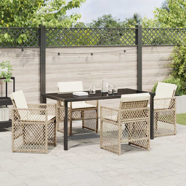 vidaXL Garten Essgruppe 5 pcs Beige Poly-Rattan