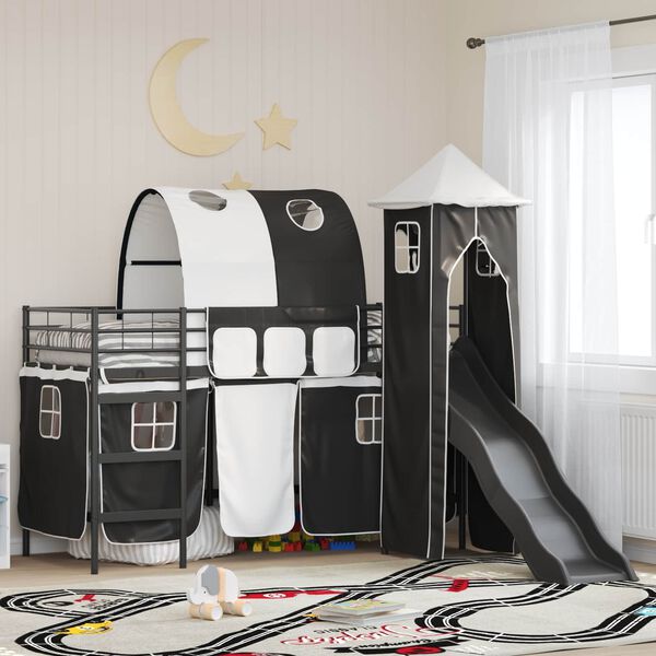 vidaXL Kinderloftbett Schwarz 99,5 x 190 cm Metall