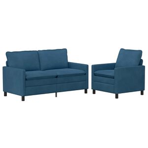 vidaXL Sofa Set 2 stk. Blau Samt