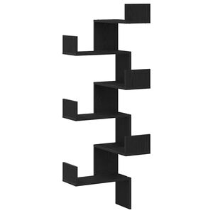 vidaXL Wand-Eckregal Schwarz Eichen-Optik 45 x 45 x 147 cm