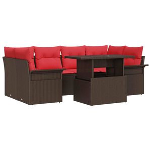 vidaXL Gartensofa-set 7 stk. Braun [Synthetisch]: Poly Rattan