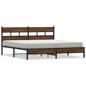 vidaXL Metallbett ohne Matratze Braun Eichen-Optik 180x200 cm
