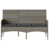 vidaXL Gartenbank 3-Sitzer mit Kissen Grau Poly Rattan
