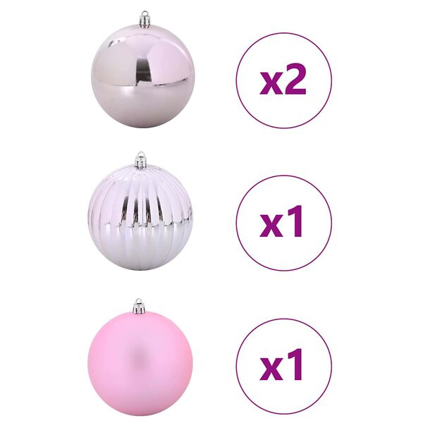 vidaXL Weihnachtsbaumkugel Set XXL 4 pcs Rosa Kunststoff