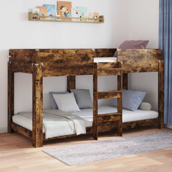 vidaXL Etagenbett f&uuml;r Kinder Ger&auml;ucherte Eiche 100 x 190 cm
