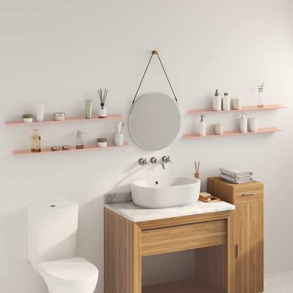 vidaXL Schwebendes Regal 4 pcs Rosa 100 x 9 x 2,5 cm Stahl