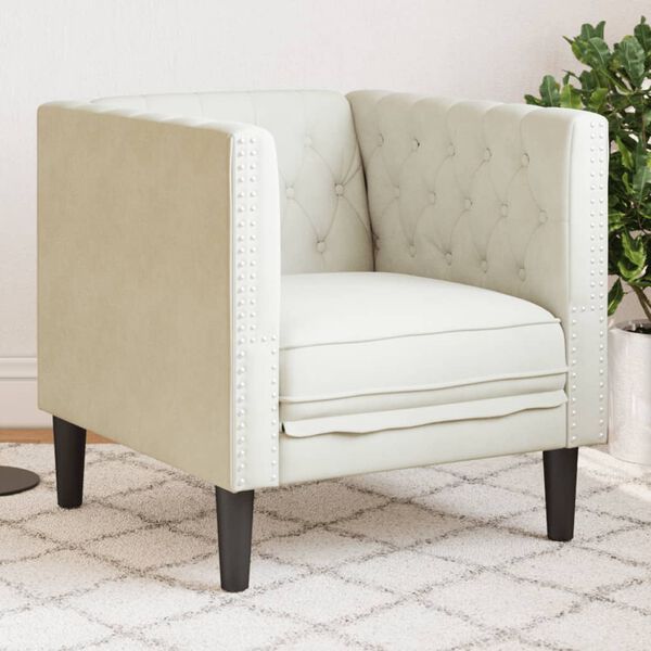 vidaXL Chesterfield-Sessel Creme Samt