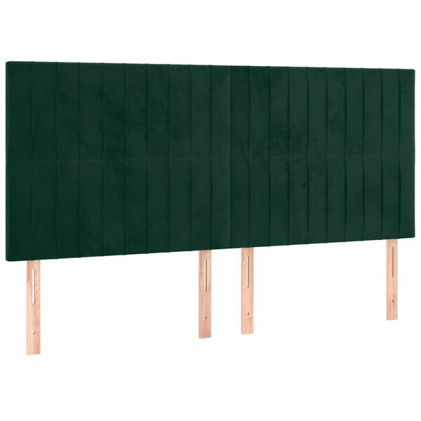 vidaXL LED Kopfteil Dunkelgr&uuml;n 160x5x118/128 cm Samt