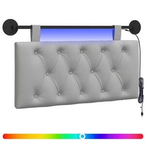 vidaXL H&auml;ngendes Kopfteil Mit LED Licht Wolkengrau Stoff