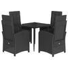 vidaXL 5-tlg. Garten-Essgruppe mit Kissen Schwarz Poly Rattan