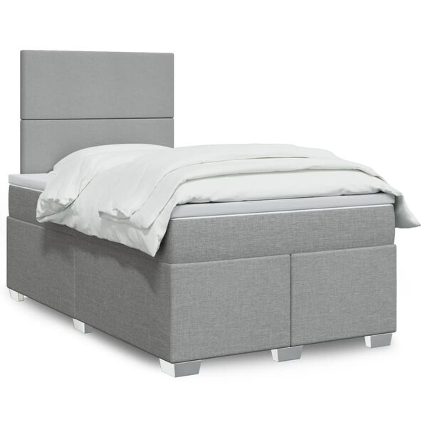 vidaXL Boxspringbett mit Matratze Hellgrau 120x190 cm Stoff