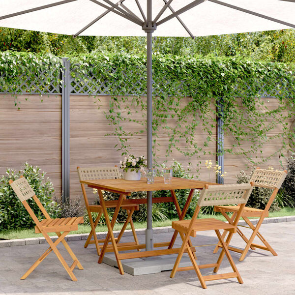 vidaXL 5-tlg. Garten-Essgruppe Beige Poly Rattan und Massivholz