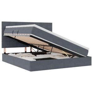 vidaXL Aufbewahrungsbett mit Matratze Dunkelgrau 180 x 200 cm Samt