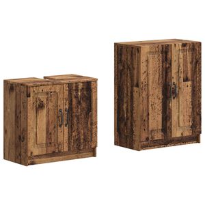 vidaXL 2-teiliges Badezimmer Schrank Set UTRECHT Altholz Holzwerkstoff