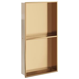 vidaXL Duschnische Golden Geb&uuml;rstet 32x62x9 cm Edelstahl