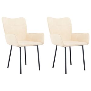 vidaXL Esszimmerst&uuml;hle 2 Stk. Creme Samt