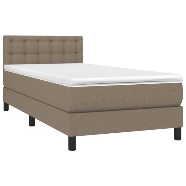 vidaXL Boxspringbett mit Matratze Taupe 90x200 cm Stoff