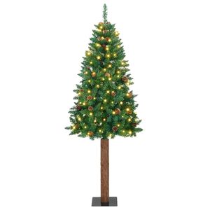 vidaXL Schlanker Weihnachtsbaum mit 300 LEDs mit St&auml;nder Gr&uuml;n 180 cm
