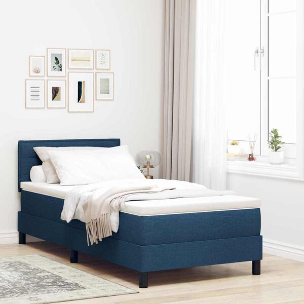 vidaXL Boxspringbett mit Matratze mit Kopfteil Blau 90 x 190 cm Stoff