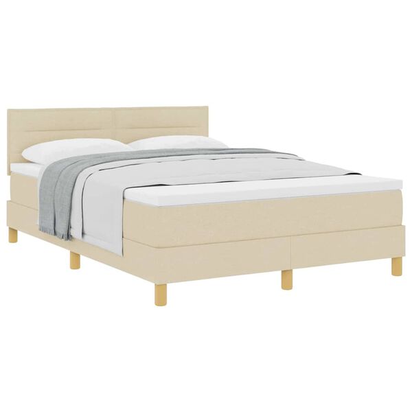 vidaXL Boxspringbett mit Matratze Creme 140 x 200 cm Stoff