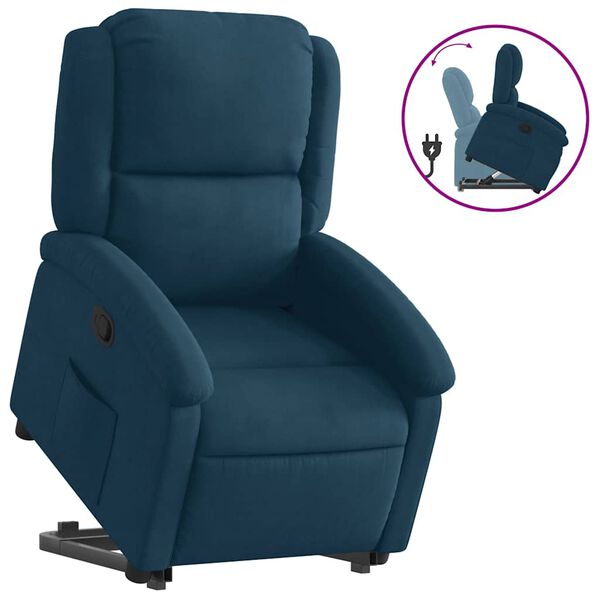 vidaXL Relaxsessel mit Aufstehhilfe Blau Samt