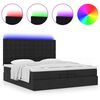 vidaXL Ottoman-Bett mit Matratzen & LEDs Schwarz 200x200 cm Stoff