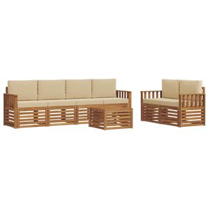 vidaXL Outdoor-Sofagarnitur 7 pcs Natur und Beige Massivholz Akazie