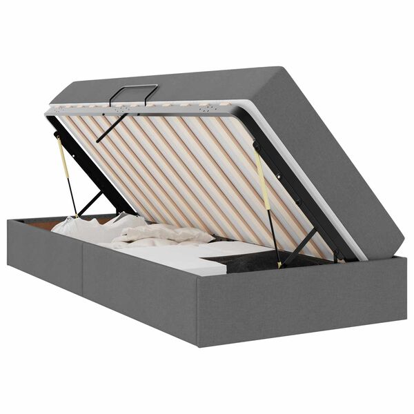 vidaXL Aufbewahrungsbett mit Matratze Dunkelgrau 90 x 190 cm Polyester