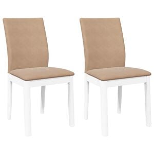 vidaXL Esszimmerst&uuml;hle mit Kissen 2 Stk. Wei&szlig; Massivholz Gummibaum