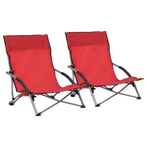 vidaXL Klappst&uuml;hle, 2 St&uuml;ck, roter Stoff