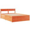vidaXL Bett mit Schubladen und Matratze Wachsbraun 120x190 Massivholz