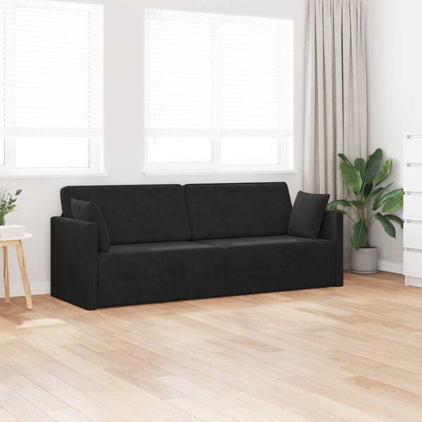 vidaXL Boden-Sofa-Bett 200cm Schwarz Samt