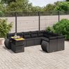 vidaXL 10-tlg. Garten-Sofagarnitur mit Kissen Schwarz Poly Rattan