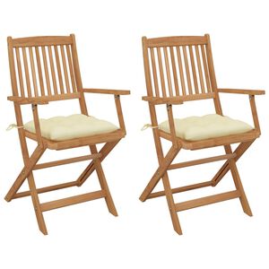 vidaXL Klappbare Gartenst&uuml;hle 2 Stk. mit Kissen Massivholz Akazie