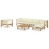 vidaXL 7-tlg. Garten-Lounge-Set mit Cremewei&szlig;en Kissen Bambus