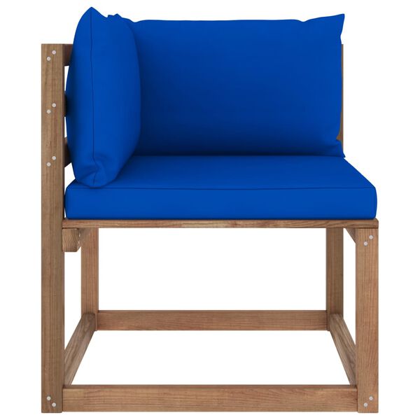 vidaXL Outdoor-Ecksofa Paletten mit Kissen in Blau