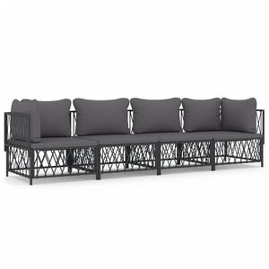 vidaXL 4-tlg. Garten-Lounge-Set mit Kissen Anthrazit Stahl