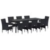 vidaXL Garten Essgruppe mit Kissen 9 pcs Schwarz Poly-Rattan