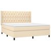 vidaXL Boxspringbett mit Matratze Creme 160x200 cm Stoff