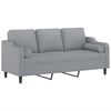 vidaXL 3-Sitzer-Sofa mit Zierkissen Hellgrau 180 cm Stoff