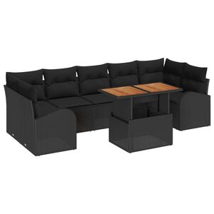 vidaXL Garten-Sofa-Set mit Speicher 8 pcs Schwarz Poly Rattan