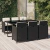 vidaXL 7-tlg. Garten-Essgruppe mit Kissen Poly Rattan Schwarz